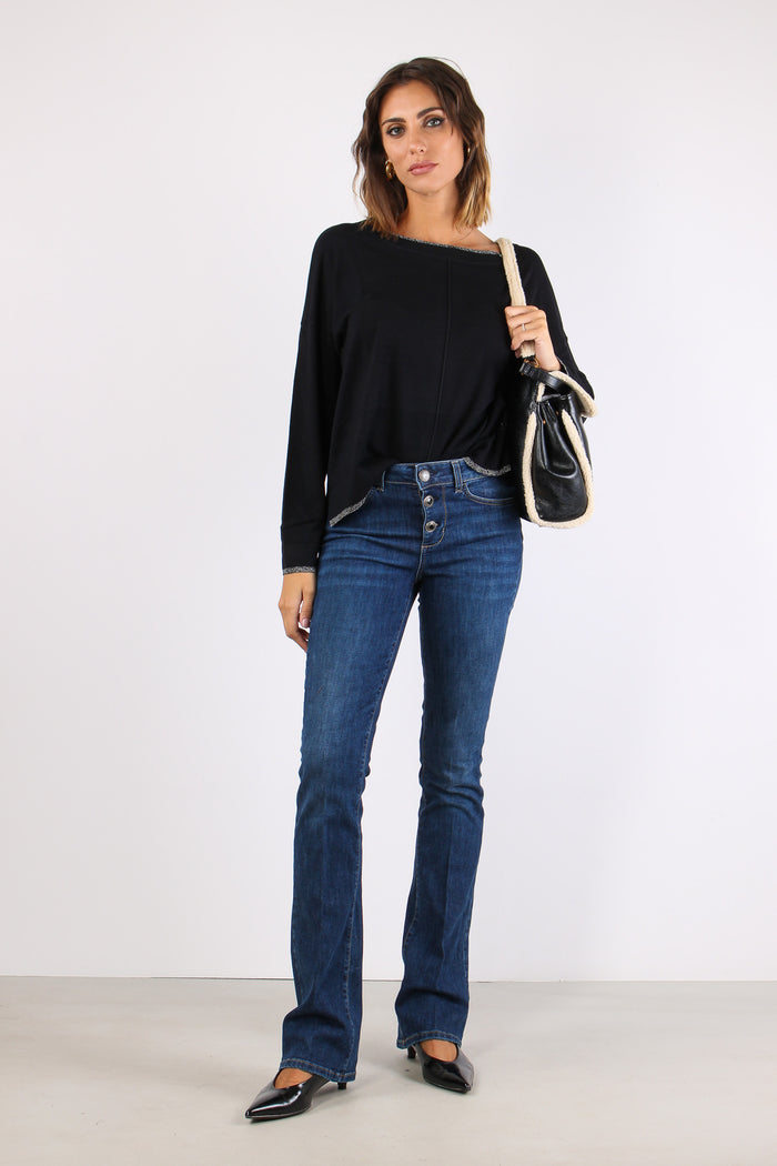 Maglia Gircollo Over Lurex Nero-3