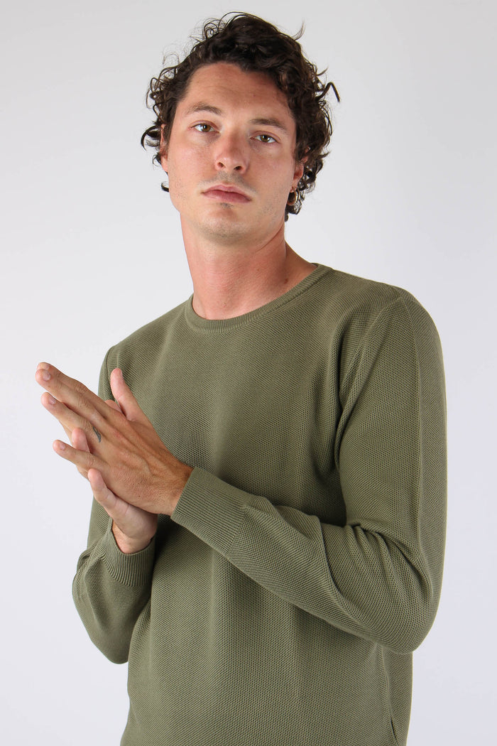 Maglia Girocollo Nido D Ape Militare-7