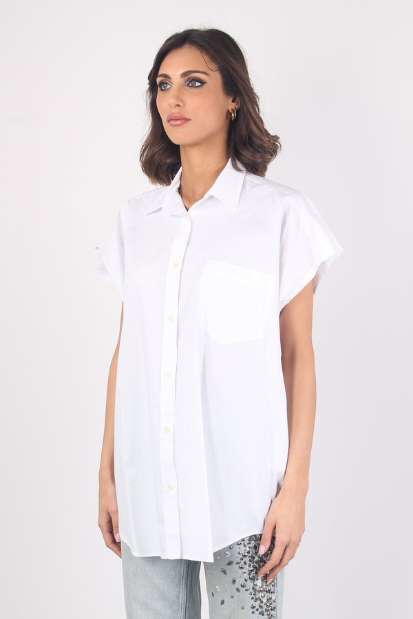 Camicia Over Cotone Bianco-2