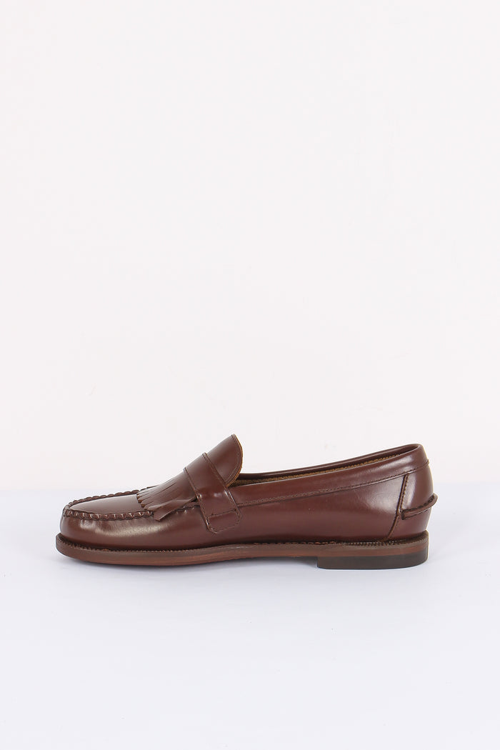Mocassino Pelle Frange Brown-6