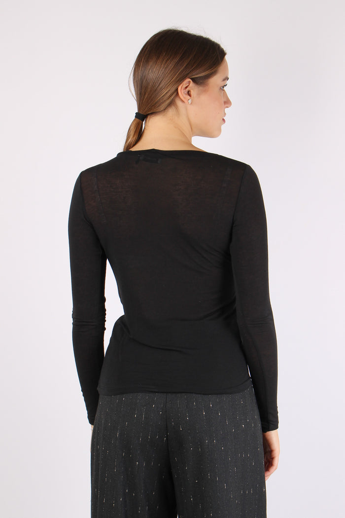 Maglia Girocollo Misto Cashmer Nero-4