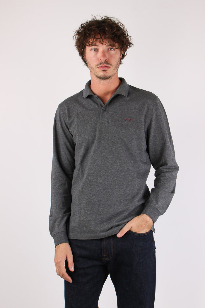 Polo M/l Profilo Contrasto Grigio