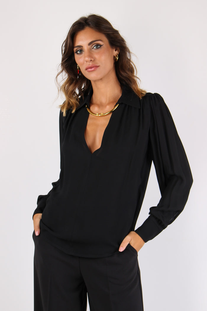 Camicia Collo Catena Nero-3