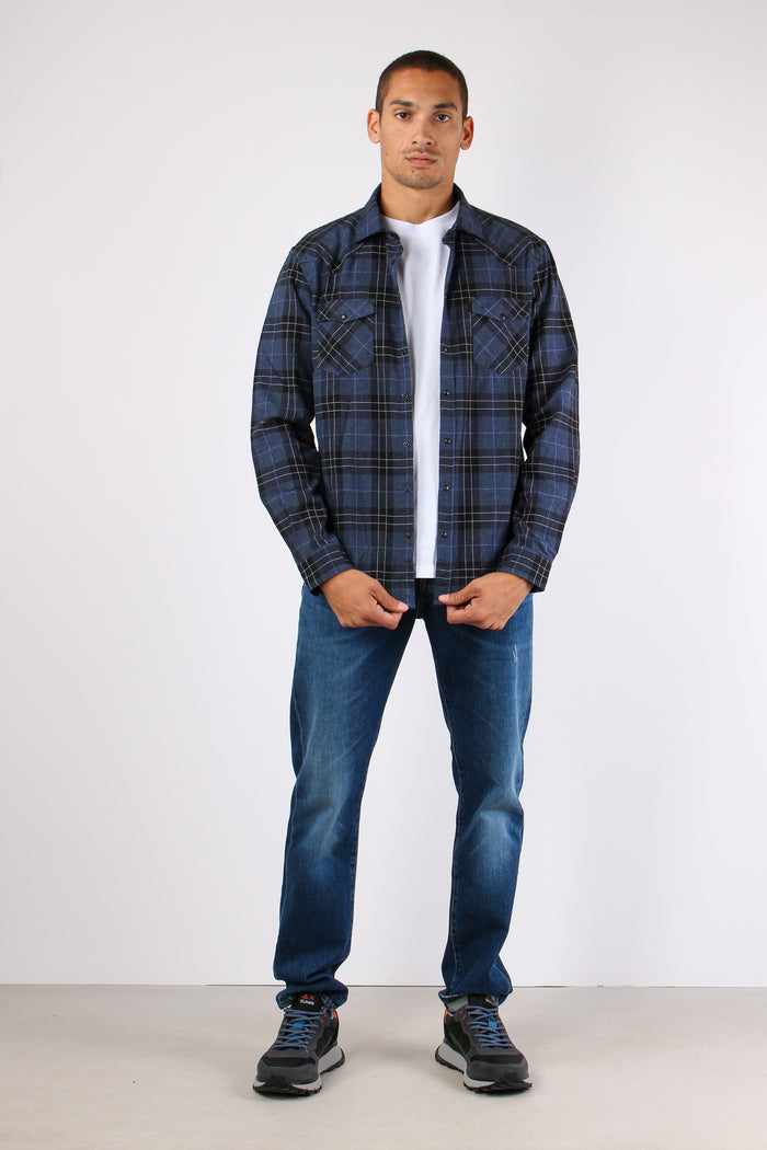 Camicia Scozzese Navy Blue-3