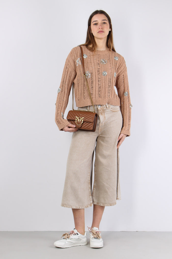 Pressione Maglia Traforata Strass Rosa Scirocco-6