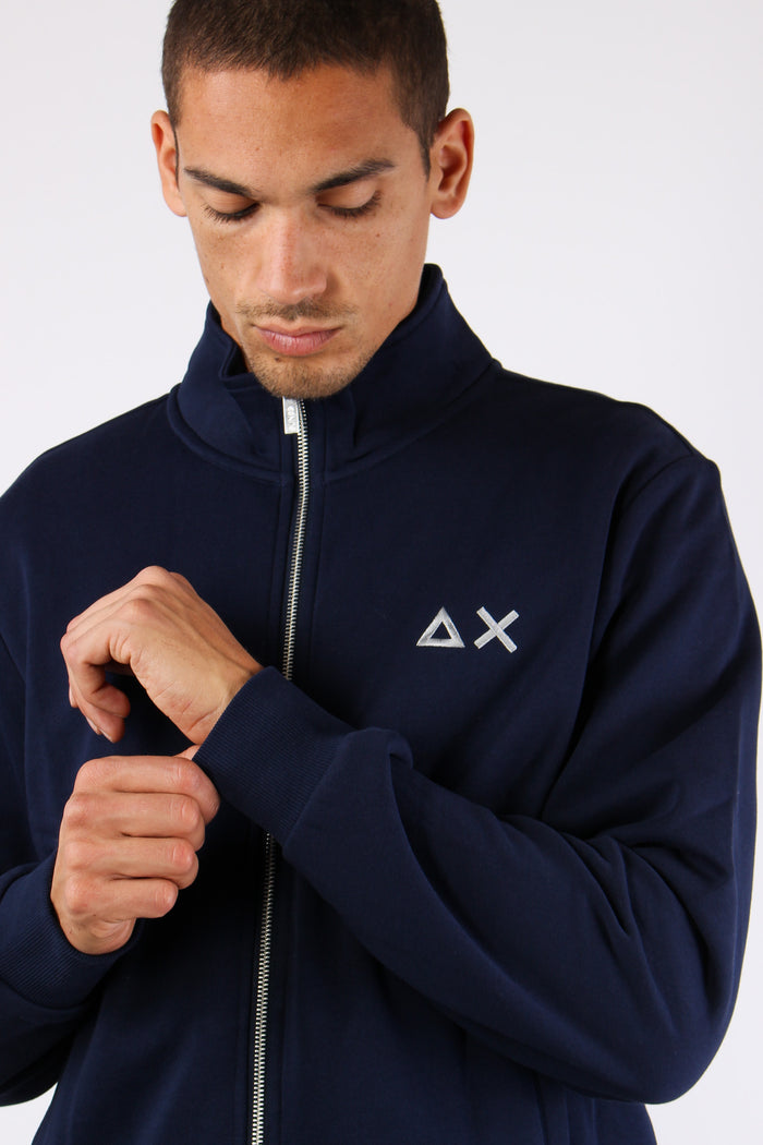 Felpa Collo In Piedi Zip Navy Blue-7