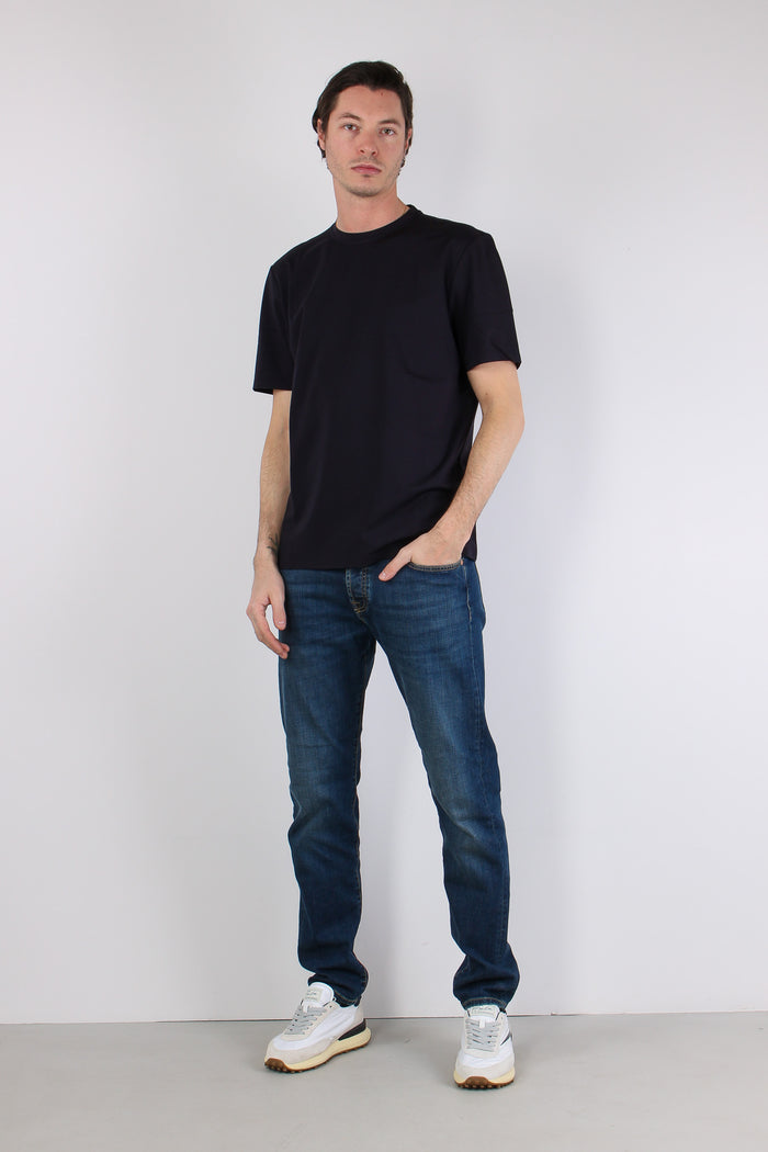 T-shirt Tessuto Tecnico Blu Navy-5