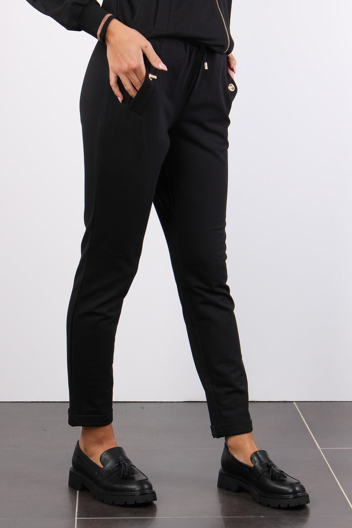 Pantalone Felpa Clip Logo Nero-5