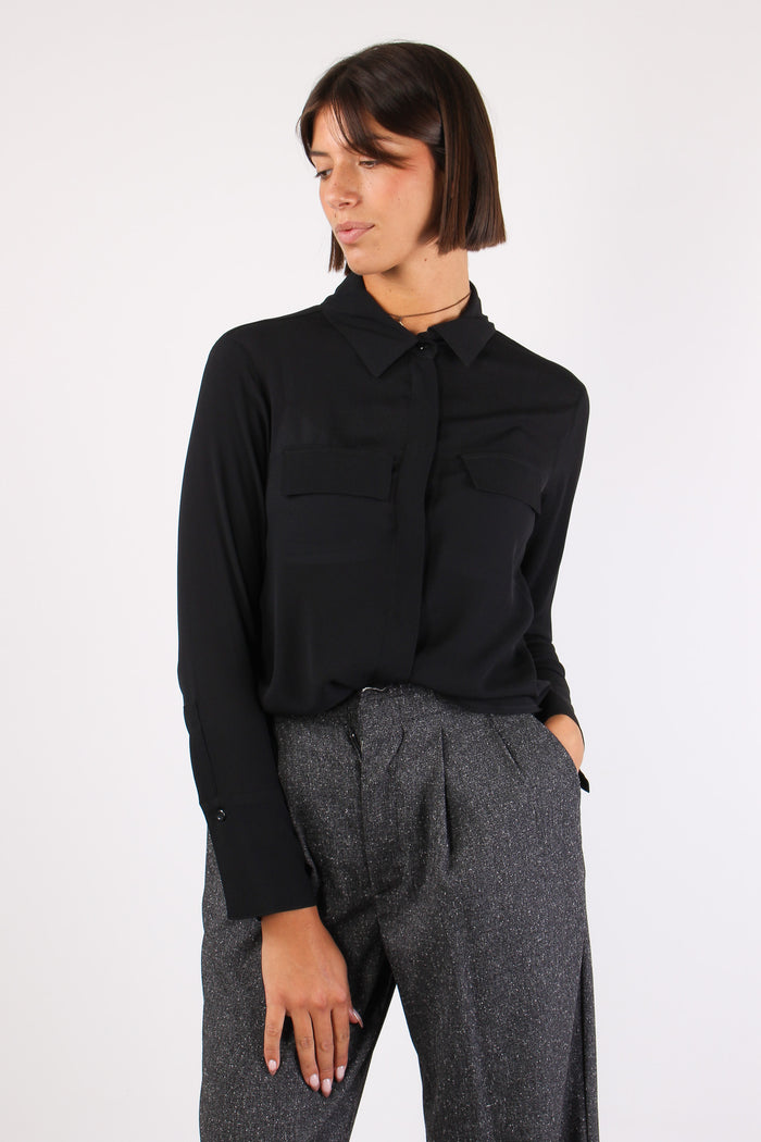 Camicia Viscosa Taschine Nero-2