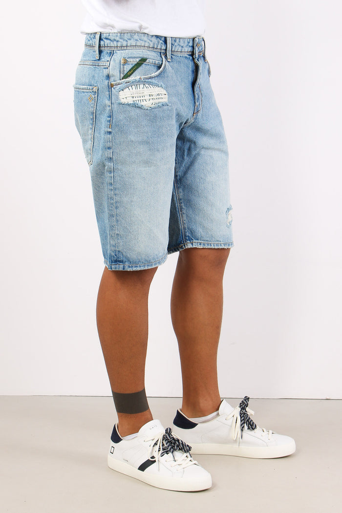 Bermuda Denim Rotture Denim Chiaro-3