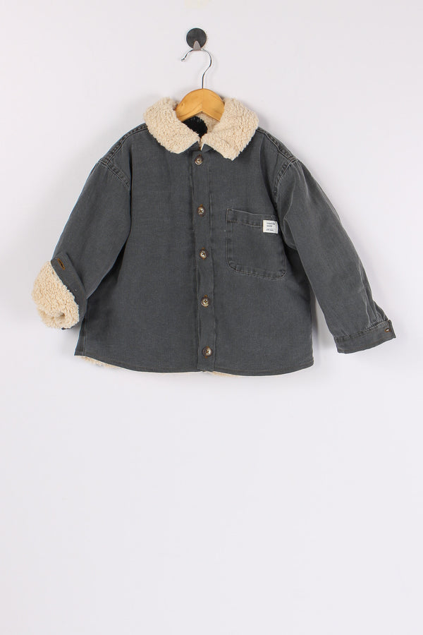 Giubbotto Inserto Teddy Grey Denim