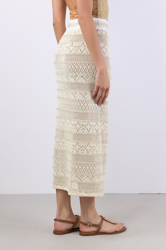 Gonna Crochet Spacco Beige-6