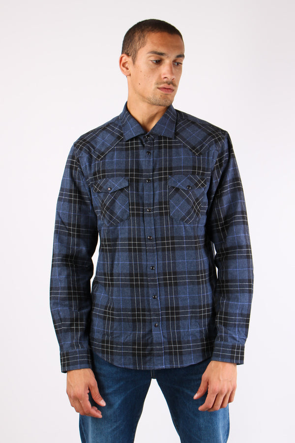 Camicia Scozzese Navy Blue-2