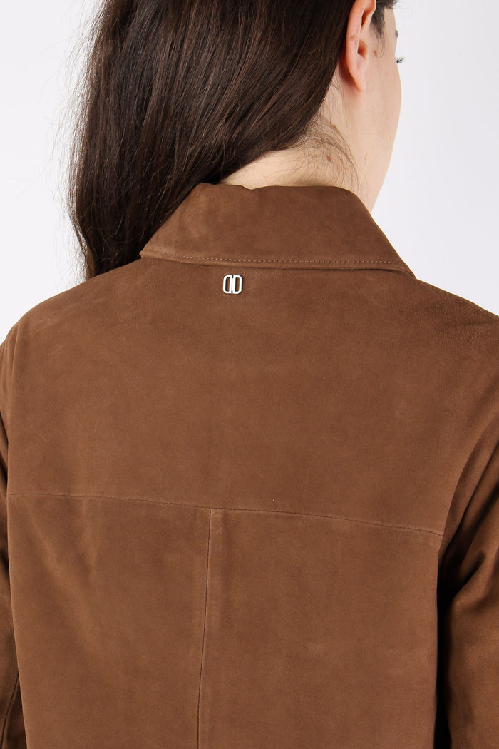 Giubbotto Corto Pelle Tasche Applicate Marron Glace-10