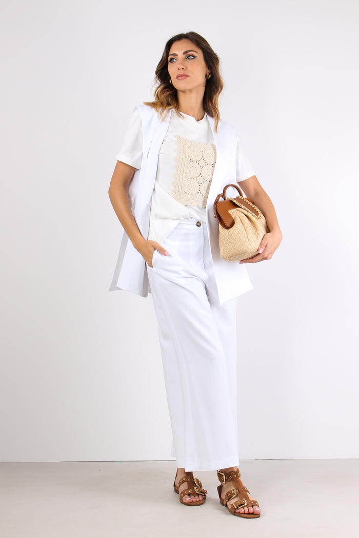 T-shirt Inserto Macrame Bianco-5