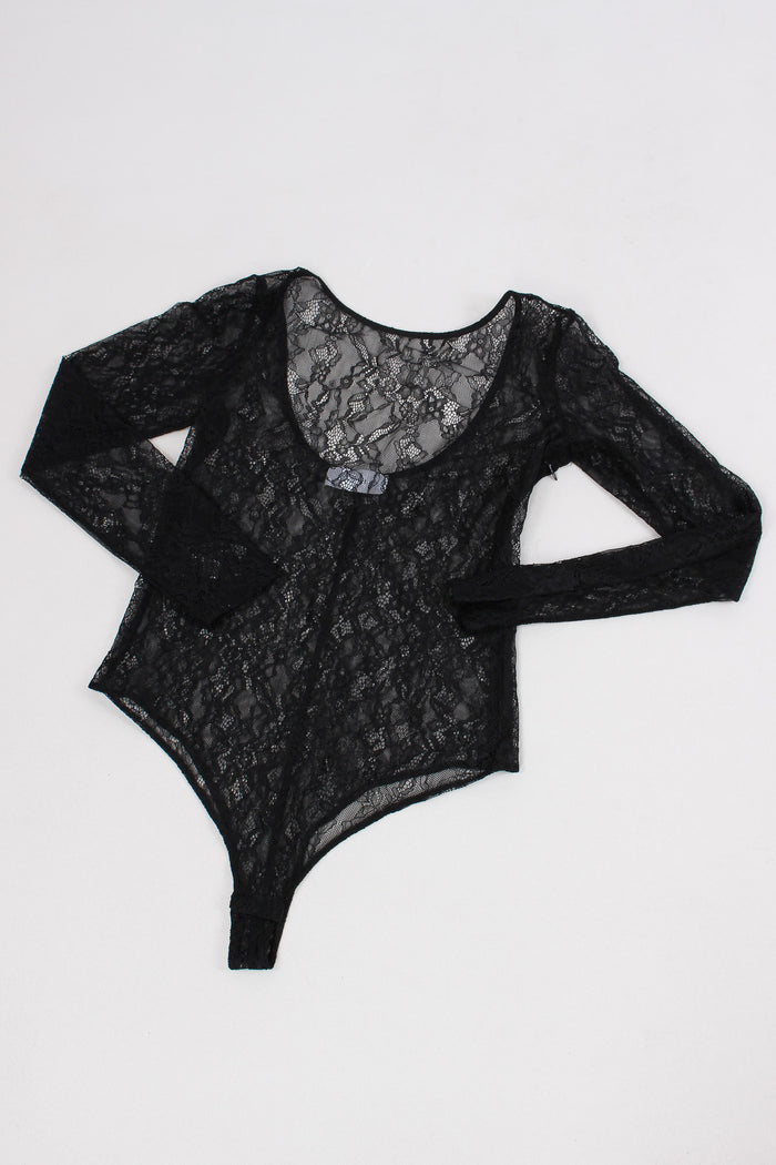 Body Pizzo Manica Lunga Nero-6