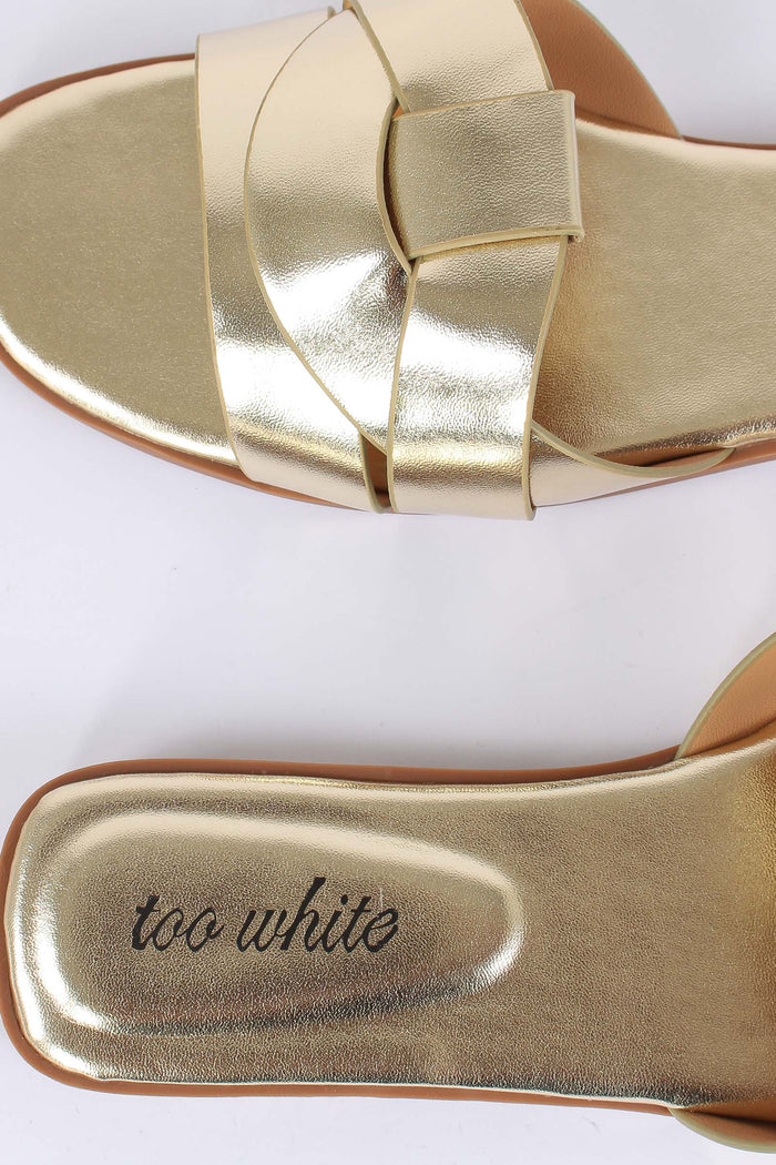 Ciabatta Incrocio Laminata Oro-7
