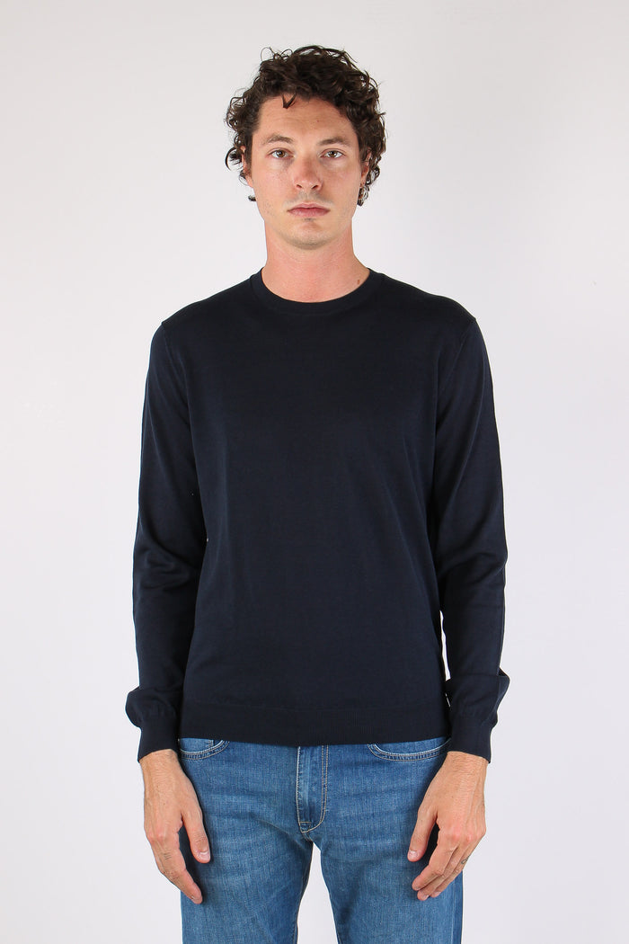Maglia Girocollo Cotone Seta Blu