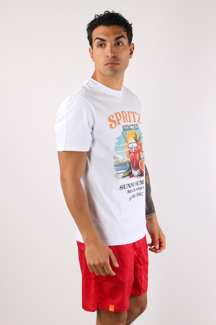 T-shirt Maxi Stampa Bianco/azzurro-3