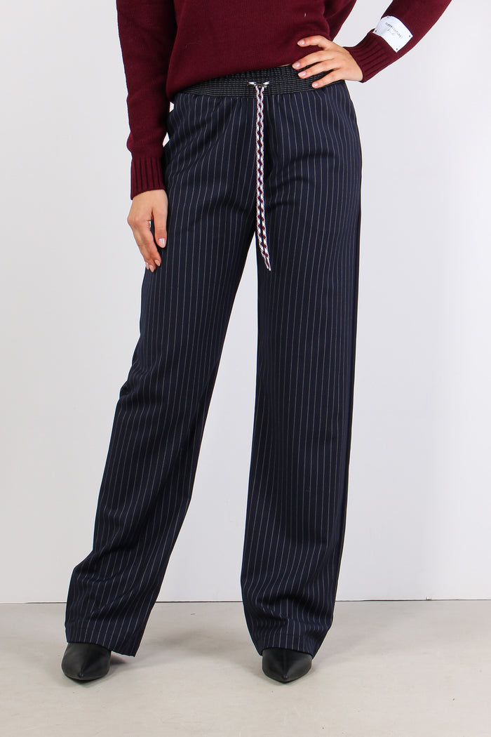 Pantalone Palazzo Gessato Blu Scuro-2