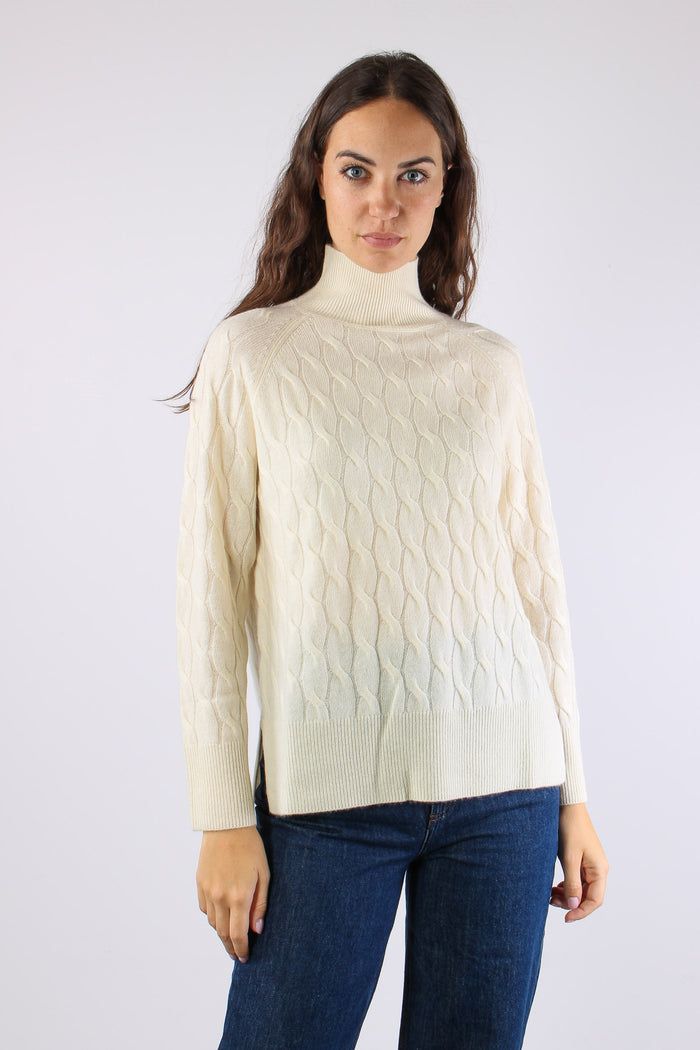 Mlsgattoni Maglia Collo Alto Trecce Crema
