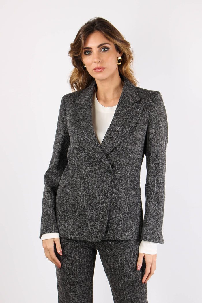 Giacca Tweed Stretch Nero-2