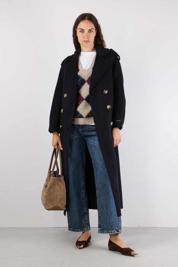 Cappotto Lana Doppiopetto Blu