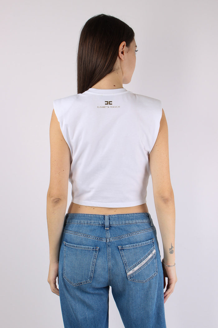 T-shirt Smanicata Nodo Gesso-5