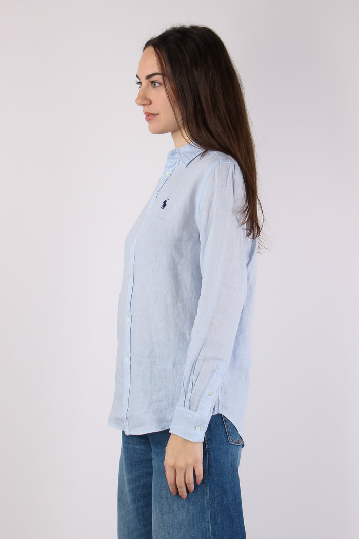 Camicia Classica Lino Oxford Blue-6