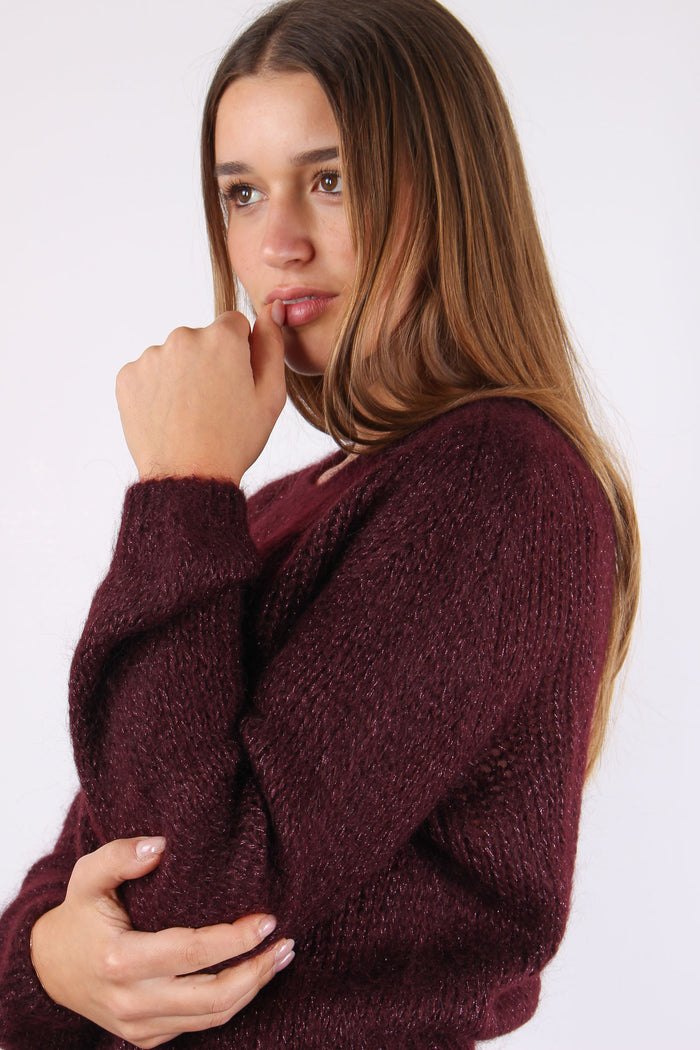 Maglia Scatoletta Filo Lurex Vino-9