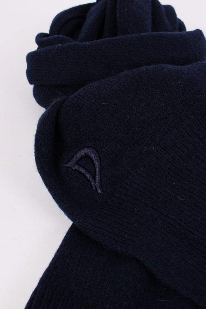 Sciarpa Cachemire Logo Blu Navy-4