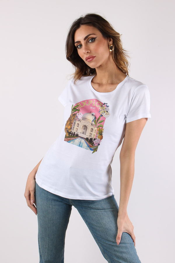T-shirt Slim Fantasia Bianco/explore