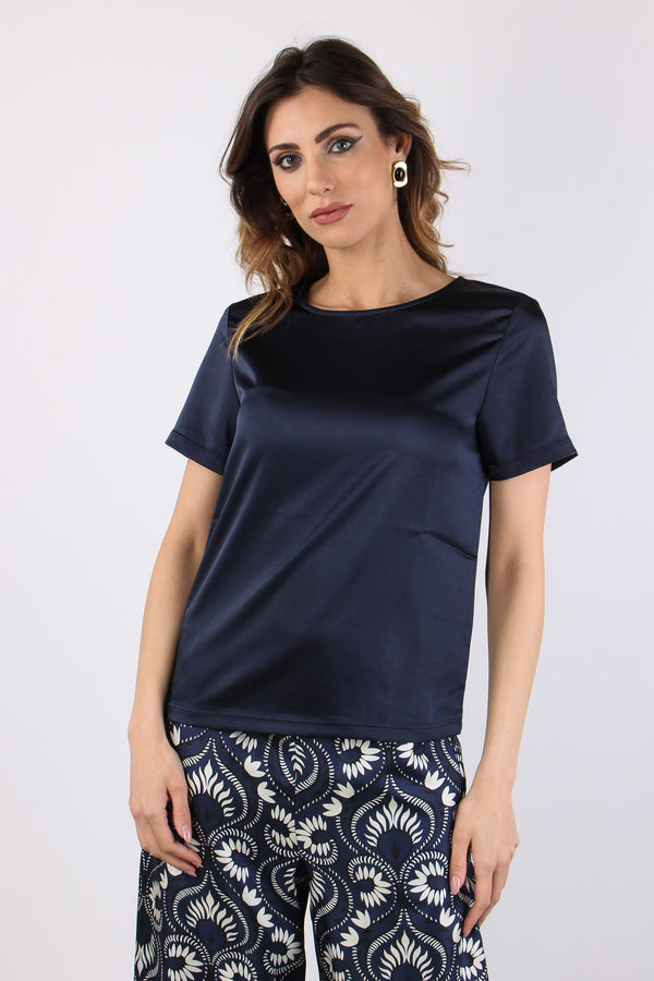 Wkdzona T-shirt Bimateriale Blu-2
