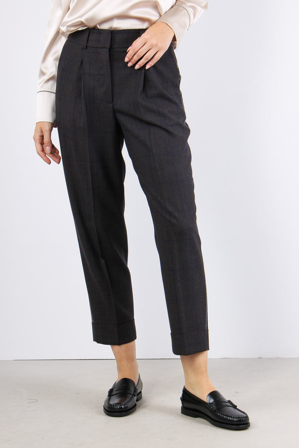 Pantalone Quadri Monile Blu/marrone-2