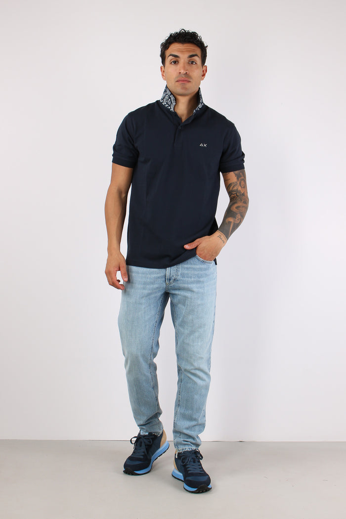 Polo Sotto Collo Bandana Navy Blue-2