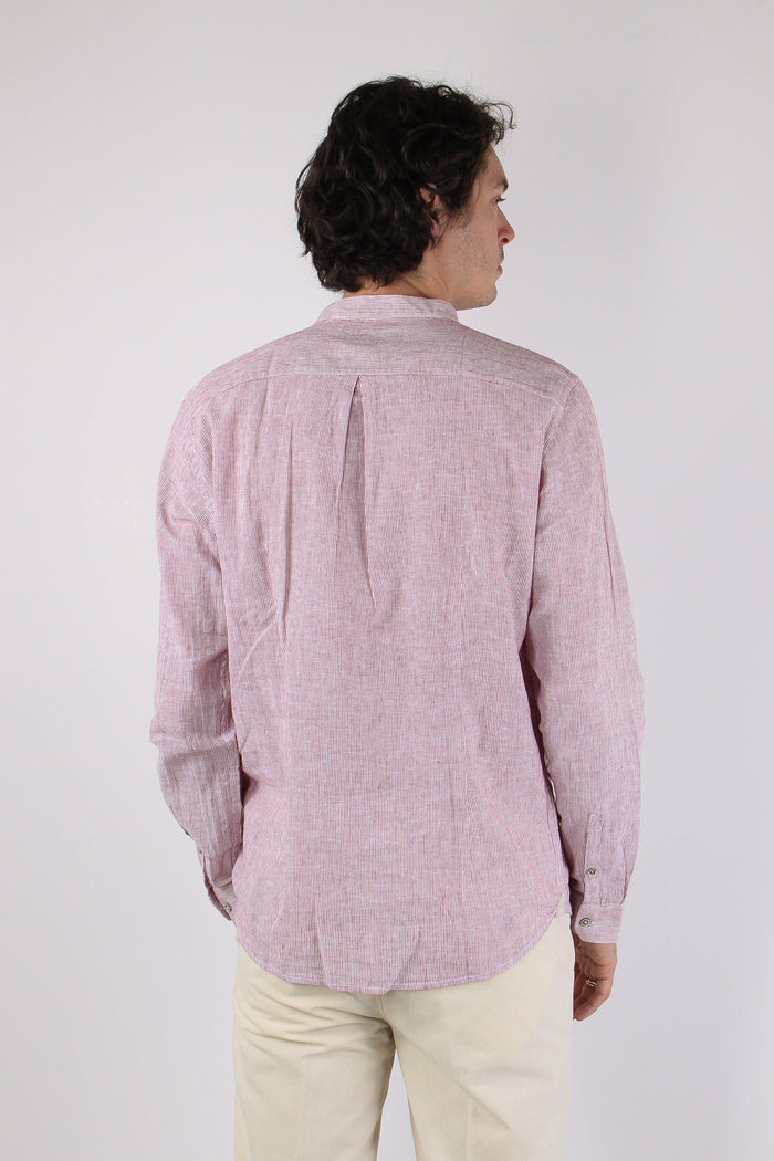 Camicia Lino Microriga Bordo-5