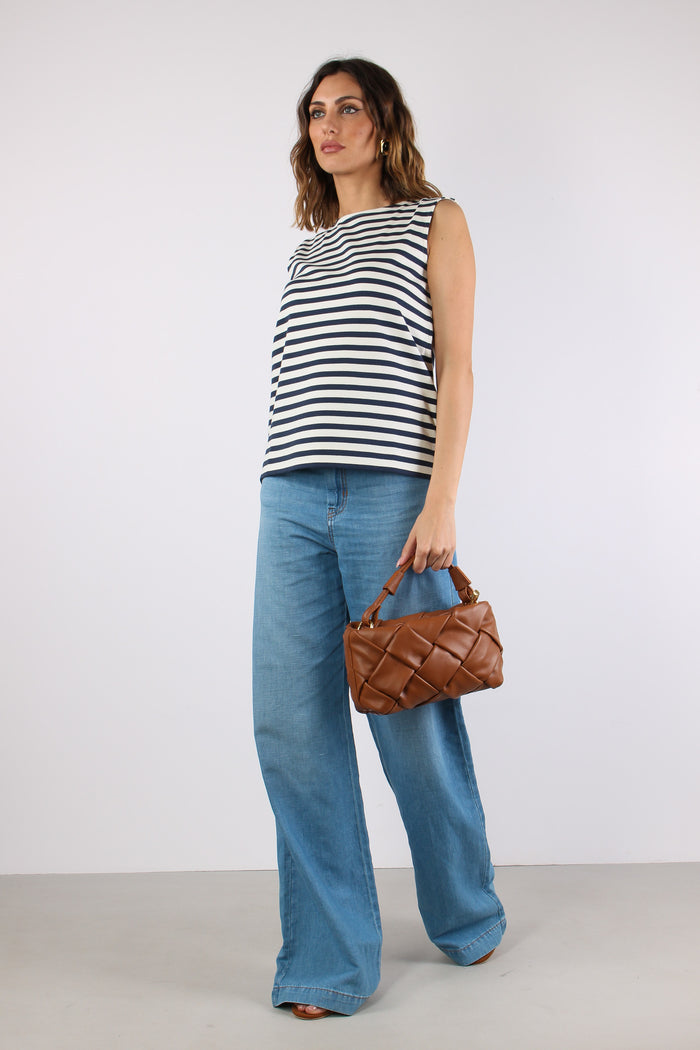 Multih T-shirt Smanicata Riga Ecru/blu-5