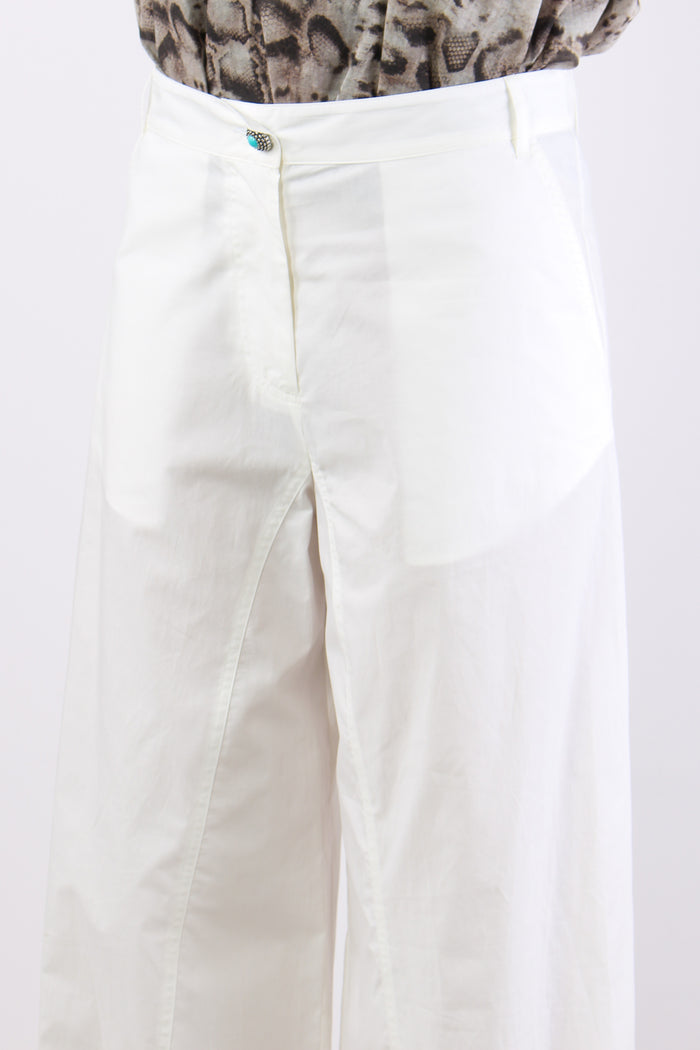 Canelli Pantalone Popeline Bianco-7