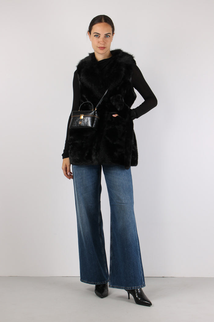 Princess Gilet Ecopelliccia Cinturato Nero-3