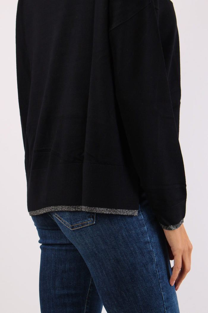 Maglia Gircollo Over Lurex Nero-4
