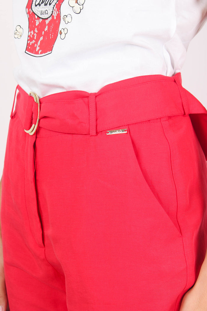 Pantalone Palazzo Cintura Cherry Red-10