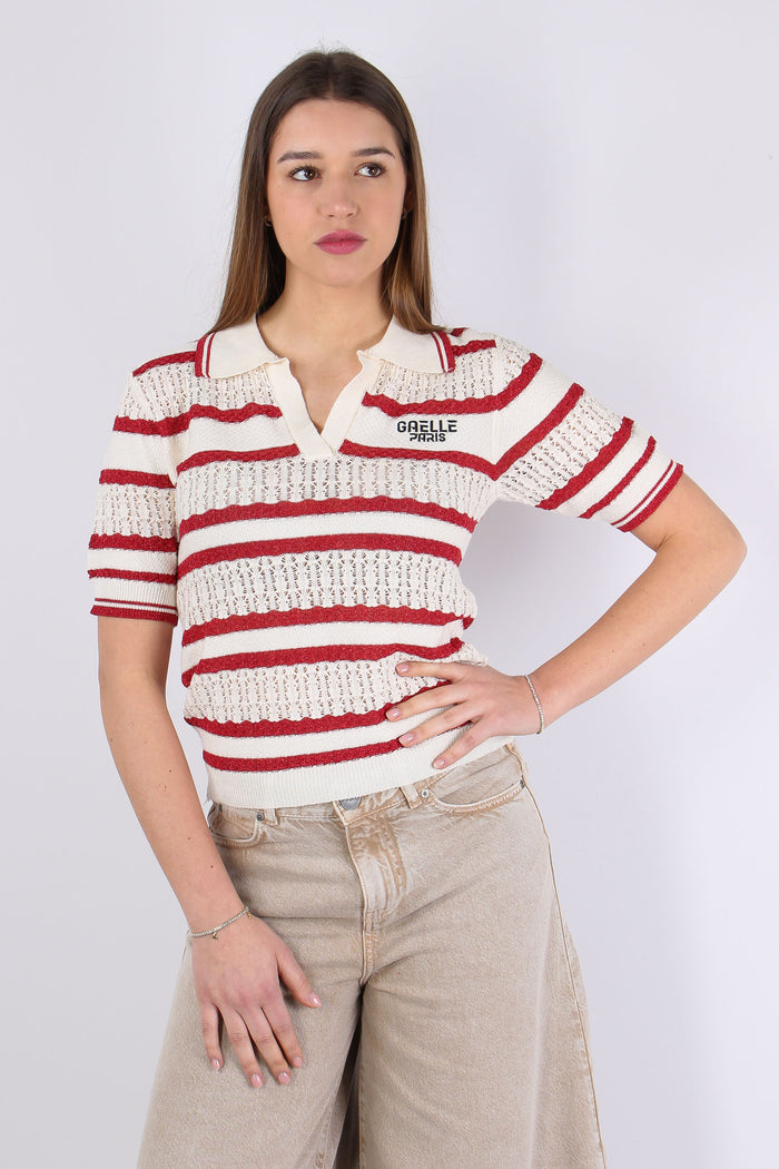 Polo Tricot Riga Lurex Rosso-5