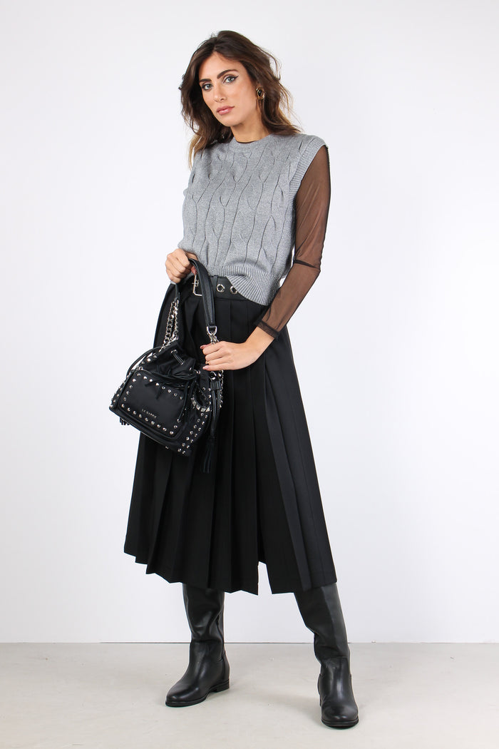 Maglia Girocollo Lurex Viscosa Grigio