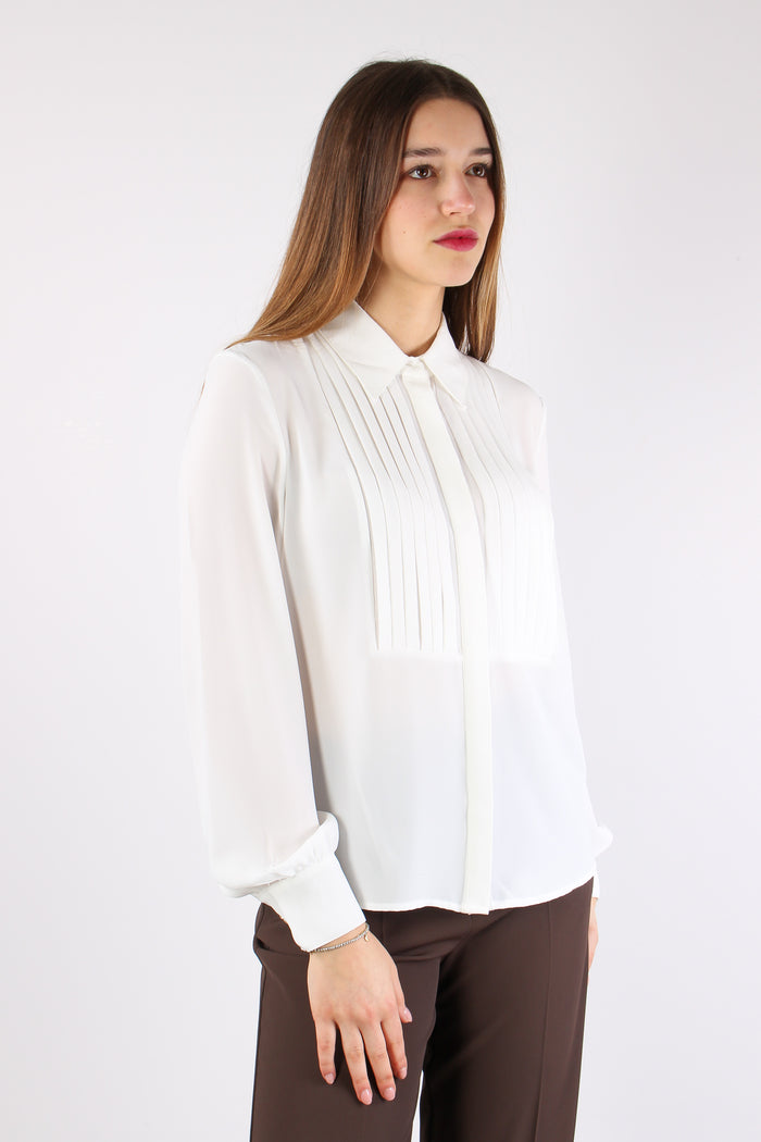 Moreau Blusa Pieghe Davanti Milk-7