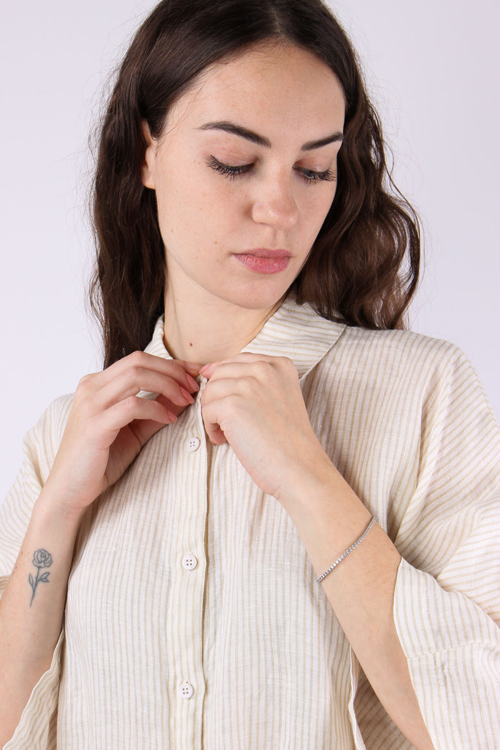Camicia Over Lino Riga Meringa/beige-6