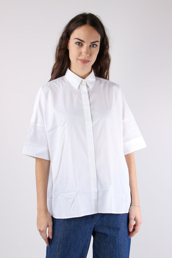 Camicia Over Svasata Manica 3/4 Bianco-2