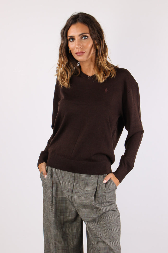 Maglia Scavo V  Lana Merinos Chocolate Melange-2