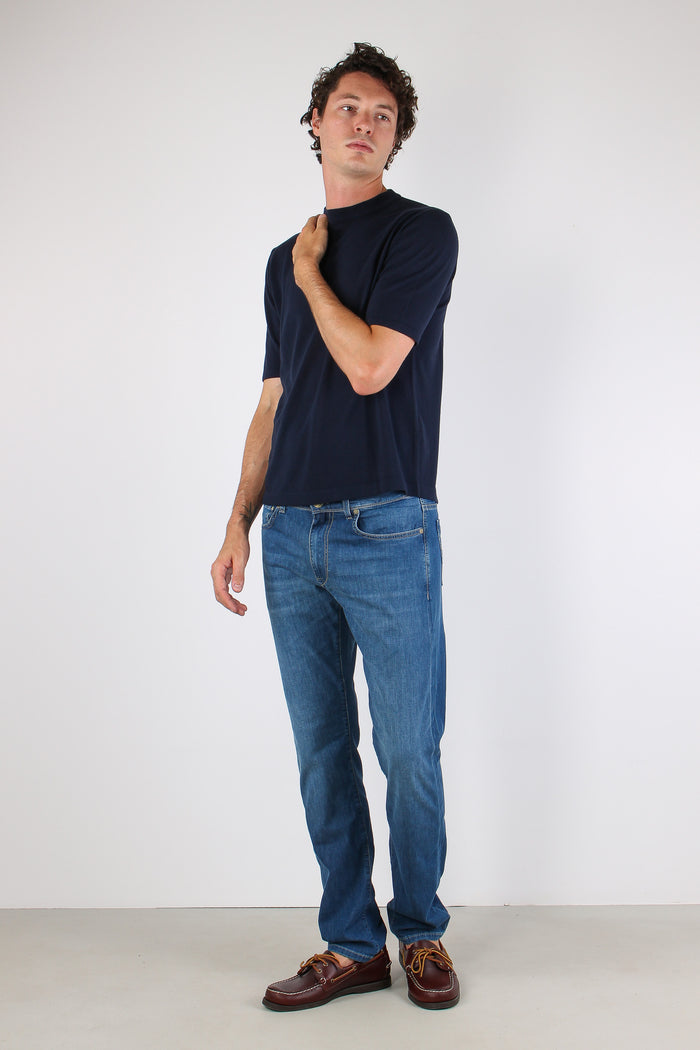 Maglia Girocollo M/m Cotone Navy-5