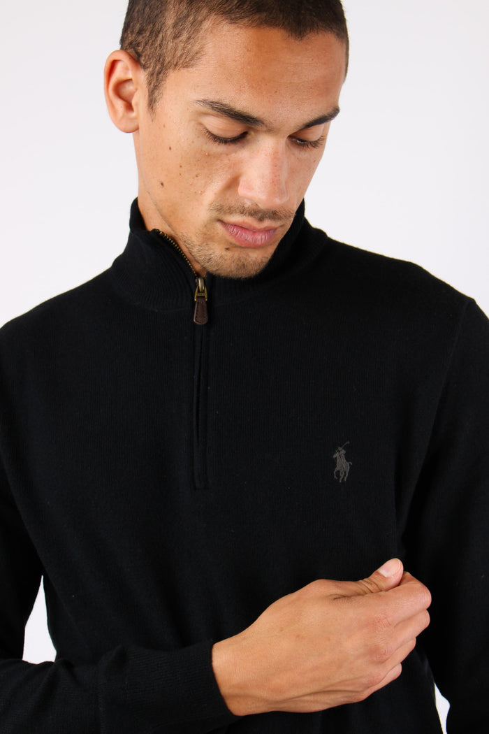 Felpa Mezza Zip Lambswool Polo Black-7