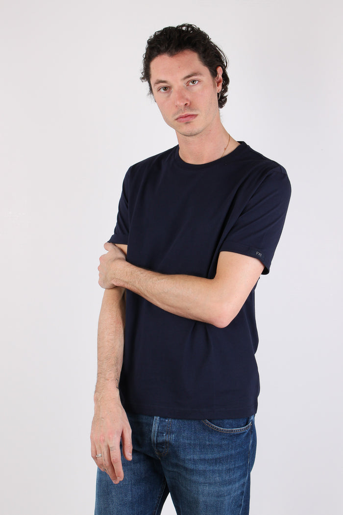 T-shirt Basica Logo Manica Blu-3